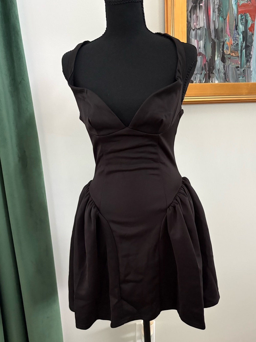 Source Unknown Black Mini Dress with Sculpted Bodice